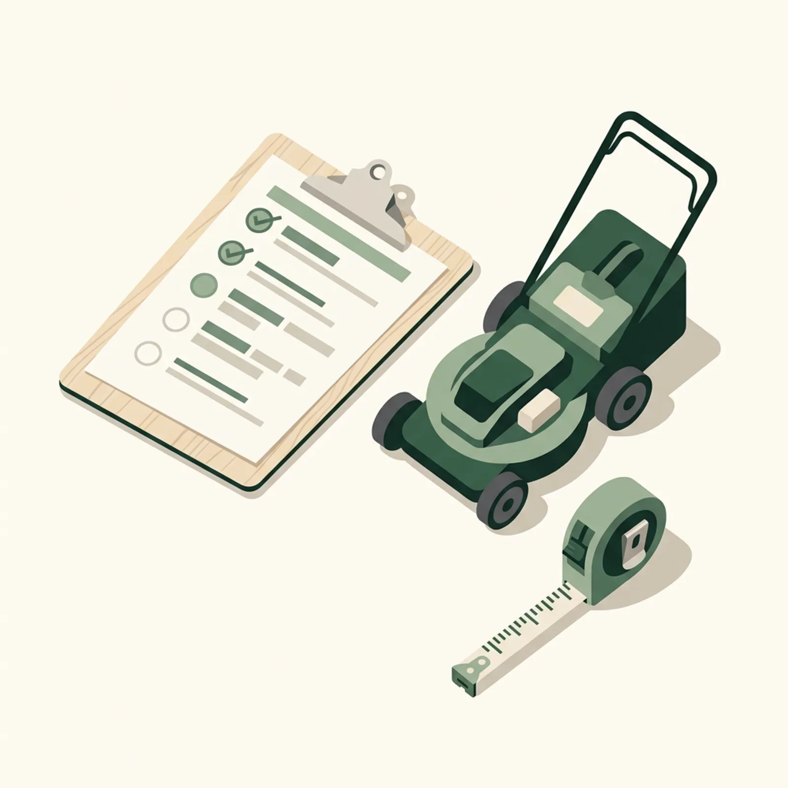 A cordless battery mower on a suburban lawn with a battery pack charging in the foreground